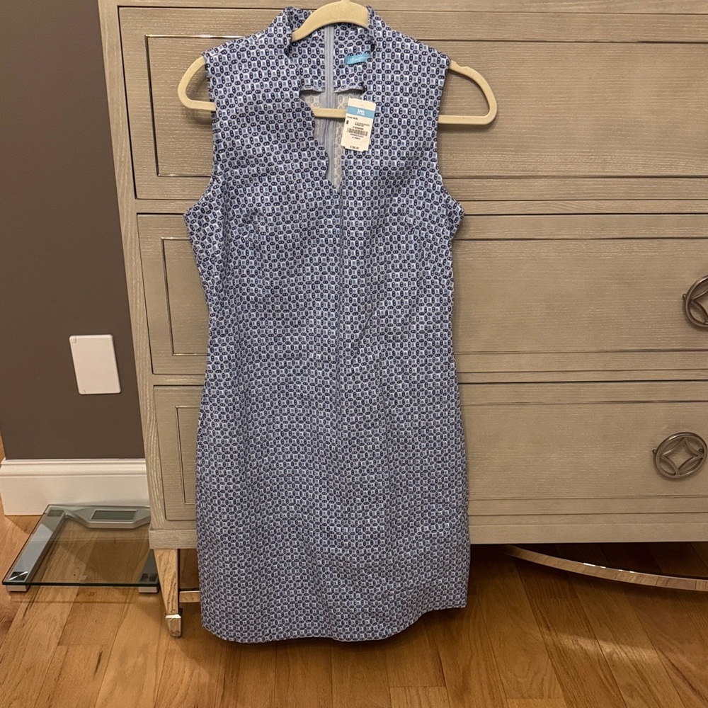 J. McLaughlin Navy Geometric Sleeveless Dress